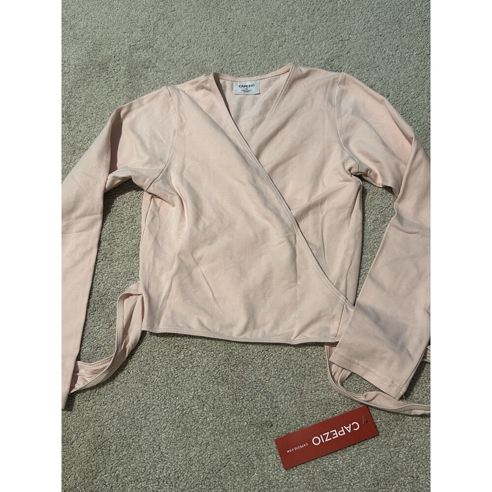 NEW Capezio Pink Studio Collection Wrap Top Children Girls Size Medium NWT